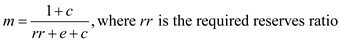 When there is a financial panic, the amount of deposits ( D ) decreases due to people's lack of confidence in the financial system and their decision to withdraw their funds from banks. Recall that the currency ratio ( c ) and excess reserves ratio ( e ) are calculated as follows:   A decrease in D would increase both c and e. The money multiplier ( m ) indicates how much the money supply changes for a given change in the monetary base. It is calculated as:   When e and c increase, m decreases because the denominator increases more than the numerator. Therefore,   . A financial panic can cause a substantial   . Depositors shift their holdings from checkable deposits to currency by withdrawing currency from their bank accounts. The money supply model predicts that when e and c increase, the money supply will contract because the rise in c results in a decline in the overall level of multiple deposit expansion. This leads to a smaller money multiplier and a decline in the money supply. The rise in e reduces the amount of reserves available to support deposits, which also causes money supply to decrease.
