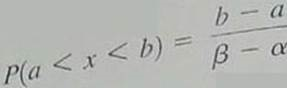 Expand Your Knowledge: Continuous uniform Probability Distribution Let and be any two constants such that . Suppose we choose a paint x at random in the interval from to . In this context the phrase at random is taken to mean that the point x is likely to be chosen from one particular part of the interval as any other part. Consider the rectangle.     The base of the rectangle has length - and the height of the rectangle is 1/( - ), so the area of the rectangle is 1. As such, this rectangle's top can be thought of as part of a probability density curve. Since we specify that x must lie between and , the probability of a point occurring outside the interval [ , ] is, by definition, 0. From a geometric point of view, x chosen at random from to . For this reason, the top of the (rectangle's) density curve is flat or uniform. Now suppose that and are numbers such that a b . What is the probability that a number x chosen at random from to will fall in the interval [ a , b ] Consider the graph     Because x is chosen at random from [ , ], the area of the rectangle that lies above [ a , b ] is the probability that x lies in [ a , b ]. This are is     In this way we can assign a probability to any interval inside | , |. This probability distribution is called the continuous uniform distribution (also called the rectangular distribution). Using some extra mathematics, it can be shown that if x is a random variable with this distribution, then the mean and standard deviation of x are     Sedimentation experiments are very important in the study of biology, medicine, hydrodynamics, petroleum engineering, civil engineering, and so on. The size (diameter) of approximately spherical particles is important since larger particles hinder and sometimes block the movement of smaller particles. Usually the size of sediment particles follows a uniform distribution (Reference: Y. Zimmels, Theory of Kindred Sedimentation of Polydisperse Mixtures. AIChE Journal , Vol. 29, No. 4, pp. 669-676). Suppose a veterinary science experiment injects very small, spherical pellets of low-level radiation directly into an animal's bloodstream. The purpose is to attempt to cure a form of recurring cancer. The pellets eventually dissolve and pass through the animal's system. Diameters of the pellets are uniformly distributed from 0.015 mm to 0.065 mm. If a pellet enters an artery, what is the probability that it will be the following size (a) 0.050mm or larger. Hint : All particles are between 0.015 mm and 0.065 mm, so larger than 0.050 means 0.050 x 0.065. (b) 0.040 mm or smaller (c) between 0.035 mm and 0.055 mm (d) Compute the mean size of the particles. (e) Compute the standard deviation of paricle size.