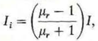 The method of images can also be applied to certain magnetostatic problems. Consider a straight, thin conductor in air parallel to and at a distance d above the plane interface of a magnetic material of relative permeability µ r. A current I flows in the conductor. a) Show that all boundary conditions are satisfied if i) the magnetic field in the air is calculated from I and an image current I i, and these currents are equidistant from the interface and situated in air; ii) the magnetic field below the boundary plane is calculated from I and - I;, both at the same location. These currents are situated in an infinite magnetic material of relative permeability µ r. b) For a long conductor carrying a current l and for µ r » 1, determine the magnetic flux density B at the point P in Figure. Figure: A current-carrying conductor near a ferromagnetic medium