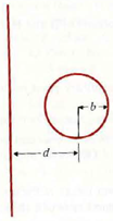 Determine the mutual inductance between a very long, straight wire and a conducting circular loop, as shown in Figure. Figure: A long, straight wire and a conducting circular loop