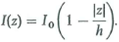 The amplitude of the time-harmonic current distribution on a center-fed short dipole antenna of length 2 h ( h ) can be approximated by a triangular function Find (a) the far-zone electric and magnetic field intensities, (b) the radiation resistance, and (c) the directivity.