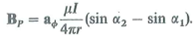 direct current I flows in a straight filamentary conductor P 1 P 2. a) Prove that B at a point P , whose location is specified by the perpendicular distance r and the two angles 1 and 2 shown in Fig 5-24 is (5-135). b) Verify that Eq. (5-135) reduces to Eq. (5-35) when the wire is infinitely long.