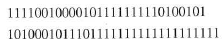 Decode the message below, assuming it has been sent in ASCII with one start bit, seven data bits, one stop bit, and even parity. The bits are printed, from left to right, in the order in which they would be transmitted.