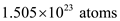 The mean kinetic energy of each atom is, Here, k is the bellman constant and T is the temperature. Substitute for k and 500 K for T in . Given that, of helium contains 4 kg of mass and of helium gas contains . So, 1 kg of helium gas contains one fourth of atoms. So, the number of atoms in 1 kg of helium gas is, Here, is the Avogadro's number. Substitute for . Total internal emery is, Substitute for E and for n. Hence, the internal energy is .