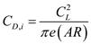 Total drag of an airplane is defined as the summation of zero lift drag and the drag due to lift. The corresponding drag coefficients are and respectively. Write the expression for the total drag is, ...... (1) Here, is the dynamic pressure, is the area of the wing, is the coefficient of zero lift drag and is the coefficient of drag due to lift. Since the airplane is flying at the maximum condition. Thus, the minimum thrust required is expressed by following equation. Hence, the expression for the total drag is, …… (2) Write the expression for the dynamic pressure as follows; …… (3) Here, is the air density at the level and is the velocity of the airplane. Write the expression for the coefficient of drag due to lift as follows; …… (4) Here, is the lift polar coefficient of the airplane, is the Oswald efficiency factor and is the aspect ratio of the airplane. Write the expression for the lift polar coefficient of the airplane as follows; …… (5) Here, is the wing area, is the dynamic pressure and is the weight of the plane. Calculate the value of dynamic pressure. Substitute for , for in equation (3). Calculate the lift polar coefficient. Substitute for , for and for in the equation (5). Again, calculate the coefficient of drag due to lift. Substitute for , for , for in the equation (4). Now calculate the total drag. Substitute for , for and for in the equation (2). Hence, the required total drag on the plane is .