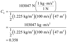 The static thrust is defined as such a force which is developed and applied by the jet engine on the surrounding air or earth when the airplane is at rest condition. Power is defined as the rate of doing work with respect to time. Power is a scalar quantity and having no direction. The unit of power is or watt in an hour . The expression to calculate the resultant power is, …… (1) Here, is the required power, is the required thrust and is the velocity of the airplane at a certain altitude. The expression for the actual power for two engines is, …… (2) Here, is the actual thrust and is the velocity of the airplane for a given altitude. Write the expression for the thrust of an airplane. …… (3) Here, is the required thrust, is the weight of the airplane, is the lift polar coefficient of the airplane and is the drag polar coefficient of the plane. Write the expression for the lift polar coefficient of the airplane. …… (4) Here, is the air density, is the velocity of the airplane for a given altitude and is the wing area. Write the expression for drag polar coefficient. …… (5) Here, is the zero-lift drag coefficient, is the Oswald's efficiency factor and is the aspect ratio. (a) Consider the velocity of the airplane is, . Calculate the lift polar coefficient of the airplane. Substitute for , for , for , for in the equation (4). Calculate the drag polar coefficient. Substitute for , for , for and for in the equation (5). Similarly, calculate the thrust of an airplane. Substitute for , for and for in the equation (3). Calculate the resultant power . Substitute for and for in the expression of resultant power in the equation (1). Tabulate a few different velocities as follows: Calculate the actual power for two engines. Substitute for and for in the equation (2). Hence, the required value of the actual power for two jet engines at the sea level is . Draw the curve of power required at sea level as follows; (b) Calculate the maximum velocity at the sea level from the above graph of power required at sea level. It is clear that maximum velocity is, Hence, the maximum velocity at the sea level is . (c) The intersection points of resultant power and actual power gives the maximum velocity at the sea level. The density of air changes with respect to the level of altitude from the sea level. Therefore, the standard value of air density at the altitude of is . The expression of the altitude effect on the velocity as follows; …… (6) Here, is the velocity at the sea level, is the air density at the sea level and the density of air at the certain altitude. The expression of the altitude effect on the required power as follows; …… (7) Here, is the required power at given level. Calculate the altitude effect on the velocity. Substitute the value of for and for in the equation (6), Similarly, calculate the altitude effect on the required power. Substitute the value of for and for in the equation (7), Tabulate the few different values of , , and . Write all the calculate values in tabular form as shown below. Draw the curve between and as follows; (d) Calculate the total thrust generated by both engines as follows: Total thrust generated by both engines is expressed by the following equation. Here, is the thrust generated by one engine. The expression for the actual thrust at the certain altitude is, …… (8) Here, is the thrust of the airplane of two jet engine at the sea level . Write the expression of the power at given altitude is, …… (9) Calculate the actual thrust at the altitude of . Substitute for and for in the equation (8), Calculate the actual power at the altitude of . Substitute the value of for in the equation (9), …… (10) Draw the curve between and with the help of equation (10) as follows; It is clear from the power required curve that maximum velocity at the altitude at is Hence, the required maximum velocity at the altitude of is .