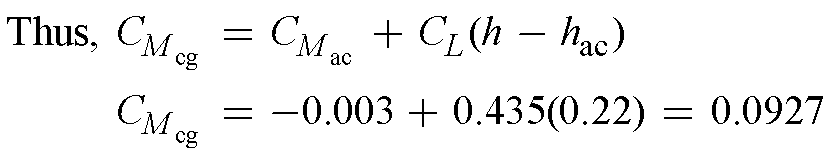 7.3 From the results of Problem 7.2, In the present problem, the e.g. has been shifted 0.2c rearward. Hence, h - h ac = 0.02 + 0.2 = 0.22