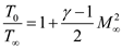 The relation between temperature ratio and Mach number for a subsonic compressible flow is expressed as,   …… (1) Here   is the temperature at the stagnation point,   is the temperature of the free-stream flow,   is the Mach number of the flow,   is specific heat ratio, equivalent to   ;   being specific heat at constant pressure and constant volume, respectively. At a standard altitude of   , consider the temperature   of the free-stream as,   Consider the specific heat ratio   for air equivalent to   . Now, calculate the temperature   at the stagnation point from equation (1) as,   Substitute   for   ,   for   ,   for   , in the above equation and solve for   as,   Hence, the temperature at the stagnation point is   . Comment: The temperature at the stagnation point calculated above is extremely high temperature. Air becomes highly chemically reacting at such high temperatures, and the ratio of specific heats no longer remains constant; moreover, the above equation, that assumes constant   , no longer remains valid. It is thus implied that hypersonic flows can be very high temperature flows. However, the gas temperature at the stagnation point will be much lower than that calculated above, as the dissociation of the air requires energy; it will be approximately   , which is still quite high, but is sufficient to cause massive dissociation of the air.