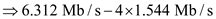 (a) At each multiplexing level some overhead bits are added for synchronization purpose. The lowest TDM level of the digital service scheme, 24 channels of   each are multiplexed into a     channels.  At digital system   the overhead is,   Thus, overhead that is added at   channel is   .(b)The number of   channels can be accommodated into digital system   are,   Select maximum possible integer   value such that term   should not greater than   .   Thus, Four   channels can accommodate into digital system   .At digital system   the overhead is,   Thus, overhead that is added at   channel is   .(c)The number of   channels can be accommodated into digital system   are,   Select maximum possible integer   value such that term   should not greater than   .   Thus, seven   channels can accommodate into digital system   .At digital system   the overhead is,   Thus, overhead that is added at   channel is   .(d)The number of   channels can be accommodated into digital system   are,   Select maximum possible integer   value must be multiples of 24 and term   should not greater than   .   Thus, 672   channels can accommodate into digital system   .At digital system   the overhead with respect to   is,   Thus, overhead that is added at   channel is   .