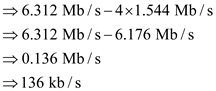 (a) At each multiplexing level some overhead bits are added for synchronization purpose. The lowest TDM level of the digital service scheme, 24 channels of   each are multiplexed into a     channels.  At digital system   the overhead is,   Thus, overhead that is added at   channel is   .(b)The number of   channels can be accommodated into digital system   are,   Select maximum possible integer   value such that term   should not greater than   .   Thus, Four   channels can accommodate into digital system   .At digital system   the overhead is,   Thus, overhead that is added at   channel is   .(c)The number of   channels can be accommodated into digital system   are,   Select maximum possible integer   value such that term   should not greater than   .   Thus, seven   channels can accommodate into digital system   .At digital system   the overhead is,   Thus, overhead that is added at   channel is   .(d)The number of   channels can be accommodated into digital system   are,   Select maximum possible integer   value must be multiples of 24 and term   should not greater than   .   Thus, 672   channels can accommodate into digital system   .At digital system   the overhead with respect to   is,   Thus, overhead that is added at   channel is   .