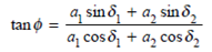 Consider two plane waves X 1 and X 2 traveling in the same direction. If they have the same frequency but different amplitudes a i and phases i , then we can represent them by X 1 = a 1 cos ( t - 1 ) X 1 = a 2 cos ( t - 2 ) According to the principle of superposition, the resultant wave X is simply the sum of X 1 and X 2. Show that X can be written in the form X = A cos ( t - ) where and