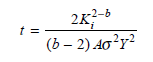 Static fatigue in a glass fiber refers to the condition where a fiber is stressed to a level (a). Using this equation, show that the time required for a crack of initial depth X i to grow to its failure size X f is given by (b) For long, static fatigue times (on the order of 20 years), for large values of b. Show that under this condition the failure time is