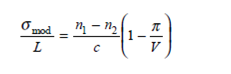 Consider a step-index fiber with core and cladding diameters of 62.5 and 125 m, respectively. Let the core index n 1 = 1.48 and let the index difference = 1.5 percent. Compare the modal dispersion in units of ns/km at 1310 nm of this fiber as given by Eq. (3.13) with the more exact expression    where L is the length of the fiber and n 2 is the cladding index.