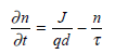 When a current pulse is applied to a laser diode, the injected carrier pair density n within the recombination region of width d changes with time according to the relationship    ( a ) Assume is the average carrier lifetime in the recombination region when the injected carrier pair density is n th near the threshold current density J th. That is, in the steady state we have n/t = 0, so that    If a current pulse of amplitude I p is applied to an unbiased laser diode, show that the time needed for the onset of stimulated emission is    Assume the drive current I = JA, where J is the current density and A is the area of the active region. ( b ) If the laser is now prebiased to a current density J B =I B /A, so that the initial excess carrier pair density is n B = J B /qd, then the current density in the active region during a current pulse I p is J=J B + J p. Show that in this case Eq. (4.50) results.
