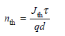 When a current pulse is applied to a laser diode, the injected carrier pair density n within the recombination region of width d changes with time according to the relationship    ( a ) Assume is the average carrier lifetime in the recombination region when the injected carrier pair density is n th near the threshold current density J th. That is, in the steady state we have n/t = 0, so that    If a current pulse of amplitude I p is applied to an unbiased laser diode, show that the time needed for the onset of stimulated emission is    Assume the drive current I = JA, where J is the current density and A is the area of the active region. ( b ) If the laser is now prebiased to a current density J B =I B /A, so that the initial excess carrier pair density is n B = J B /qd, then the current density in the active region during a current pulse I p is J=J B + J p. Show that in this case Eq. (4.50) results.