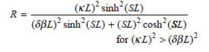 Based on coupled-mode theory, the reflectivity of a fiber grating is given by 36    and    where    and    Here, = -p /= 2 n eff / -p/ , with being the grating period and p an integer. For values of KL = 1, 2, 3, and 4, plot R(L) as a function of L for the range -10 L 10. Note that R max is found by setting = 0.