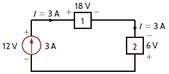 Find the power is absorbed or supplied by the elements in Fig. E1.3.     Figure E1.3