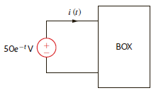 The power absorbed by the BOX in Fig. E1.8 is p ( t ) = 2.5 e 4 t W. Compute the energy and charge delivered to the BOX in the time interval 0 t 250 ms.     Figure E1.8