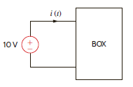 The energy absorbed by the BOX in Fig. E1.9 is given below. Calculate and sketch the current flowing into the BOX. Also calculate the charge that enters the BOX between 0 and 12 seconds.         Figure E1.9