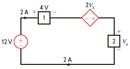 Find the power absorbed or supplied by element 2 in Fig. P1.34. Figure P1.34