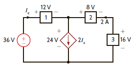 Determine the power absorbed by element 1 in Fig. P1.36. Figure P1.36