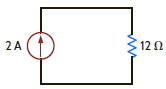 Determine the voltage across the resistor in Fig. P2.2 and the power dissipated. Figure P2.2