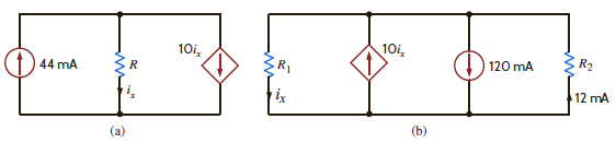 Find the current i x in the circuits in Fig. E2.6. Figure E2.6