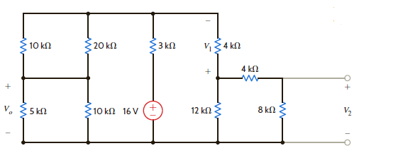 Find V 0 , V 1 and V 2 in Fig. E2.22.     Figure E2.22