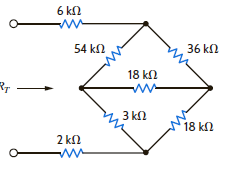 Determine the total resistance R T in the circuit in Fig. E2.24. Figure E2.24
