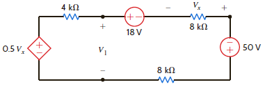 Find V 1 in Fig. E2.30.     Figure E2.30