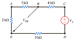 In the network in Fig. P2.37, find V S if V EB = 6 V.     Figure P2.37