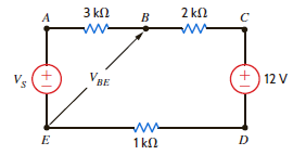 Find V S in the circuit in Fig. P2.38, if V BE = 18 V.     Figure P2.38