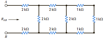 Find R AB in the circuit in Fig. P2.60. Figure P2.60