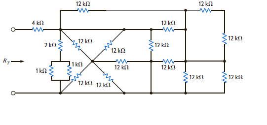 Determine the total resistance, R T , in the circuit in Fig. P2.69.     Figure P2.69