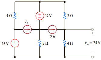 If V 0 in the circuit in Fig. P2.113 is 24 V, find the value of I s. Figure P2.113