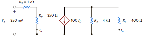 A single-stage transistor amplifier is modeled as shown in Fig. P2.119. Find the current in the load R L.      Figure P2.119