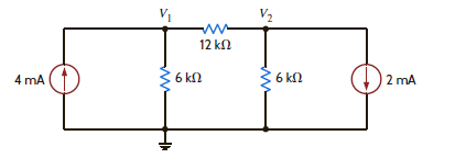 Write the node equations for the circuit in Fig. E3.1. Figure E3.1