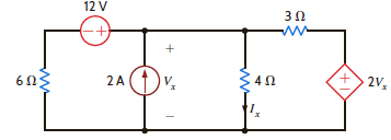 Find the current I x in the 4-ohm resistor in the circuit in Fig. 3PFE-3. a. 20 A b. 12 A c. 7 A d. 14 A Figure 3PFE.3
