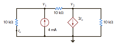 Find the node voltages in the circuit in Fig. E3.4. Figure E3.4