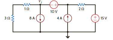 What is the voltage V 1 in the circuit in Fig. 3PFE-5 a. 7 V b. 5 V c. 2 V d. 4 V Figure 3PFE.5