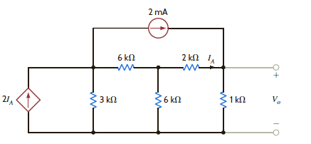 Find V o in Fig. E3.6 using nodal analysis.     Figure E3.6