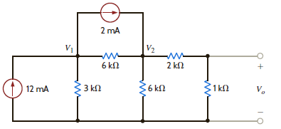 Use nodal analysis to find both V 1 and V o in the circuit in Fig P3.7. Figure P3.7