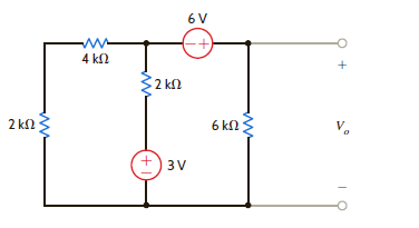 Use mesh equations to find V o in the circuit in Fig. E3.13. Figure E3.13