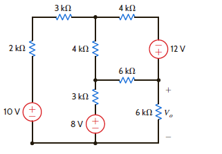 Find V o in Fig. E3.14 using mesh analysis. Figure E3.14