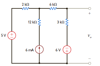 Use nodal analysis to find V o in the circuit in Fig. P3.16. Figure P3.16