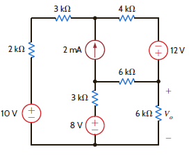 Find V o in Fig. E3.17 using loop analysis. Figure E3.17