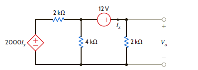 Use mesh analysis to find V o in the circuit in Fig. E3.19. Figure E3.19