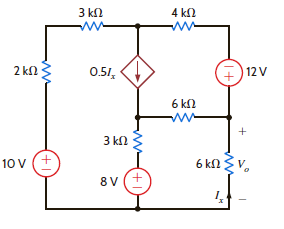 Find V o in Fig. E3.23 using mesh analysis. Figure E3.23