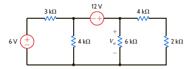 Find V o in the network in Fig. P3.34 using nodal analysis. Figure P3.34