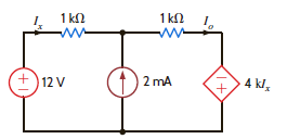 Find I o in the network in Fig. P3.44 using nodal analysis.     Figure P3.44